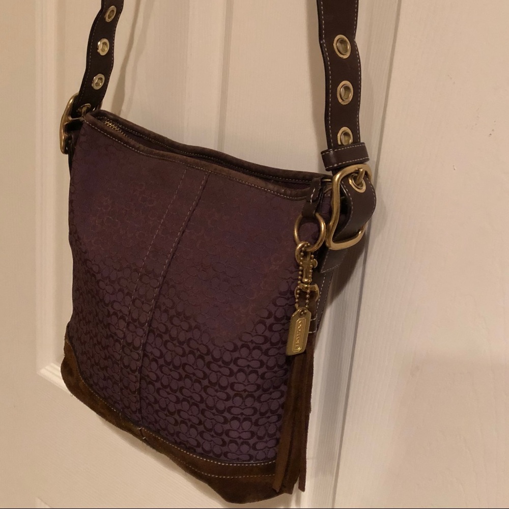 Authentic Coach Cross-shoulder Tasseled Hobo